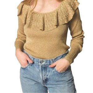 LAUREN RALPH LAUREN Silk Blend Ruffle Neck Long Sleeve Sweater Size XL